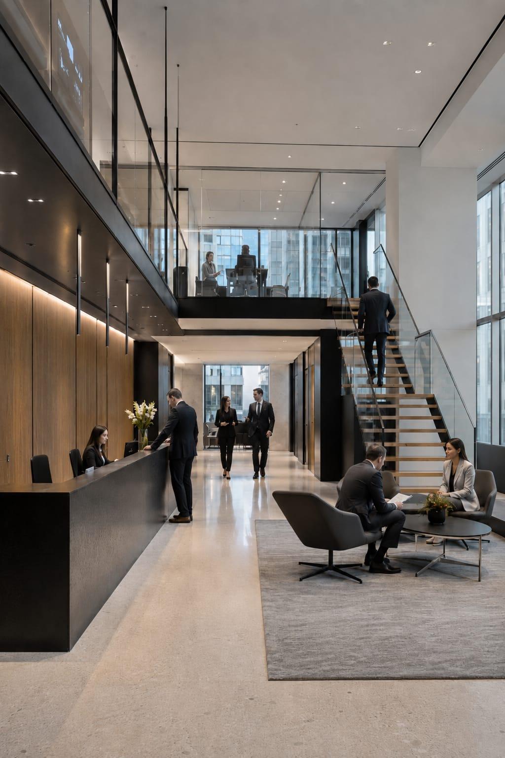 Modern law firm reception and lobby